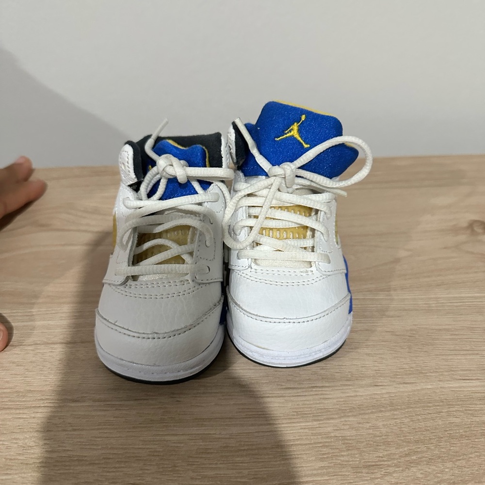 Jordan Kids White and Blue Basketball Sneakers
